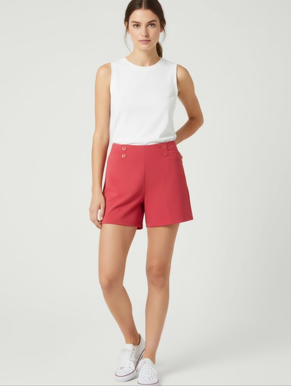 9Women's Red Button-Front Shorts Nwot